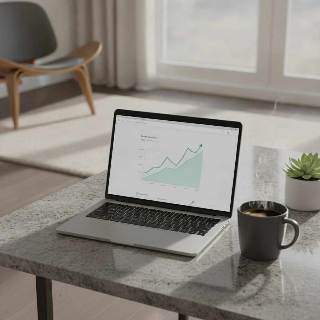 Interior Design Business Growth A laptop displaying analytics of a website built by the Best Portfolio Website Develoipment Agency for Interior Designers.