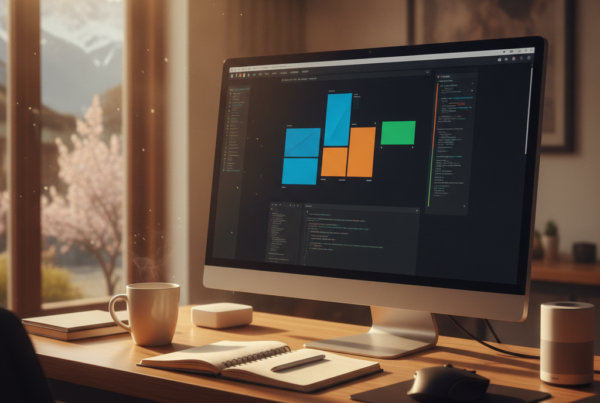 A professional Website Designer in Srinagar designing a modern, highly responsive website on a desktop computer.