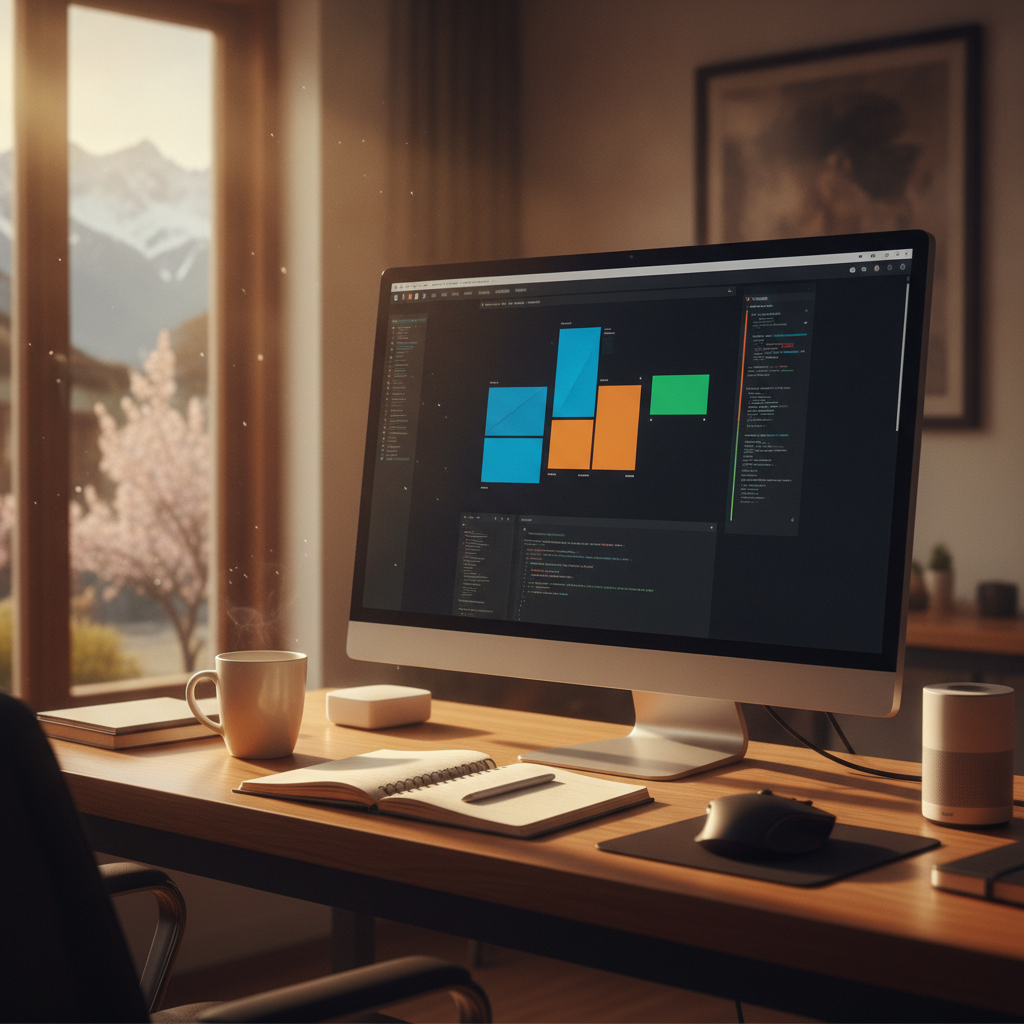 A professional Website Designer in Srinagar designing a modern, highly responsive website on a desktop computer.