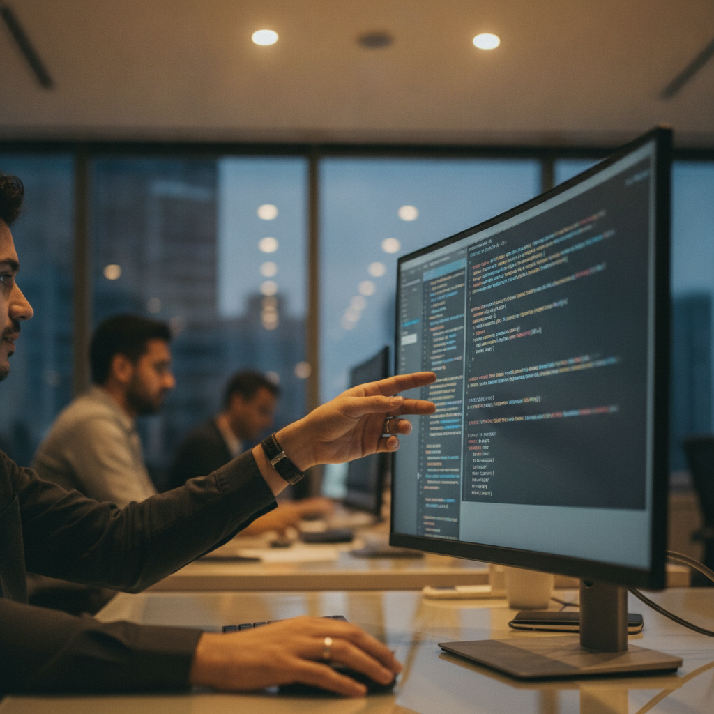 Technical Discussion and Software Engineering Our engineering team collaborating to deliver solutions as an expert Website Development Company in Kashmir.